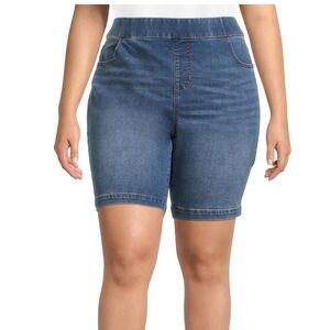 Plus Size 4X Women's Plus Size Pull On Bermuda Denim Jean Shorts, 9" Inseam